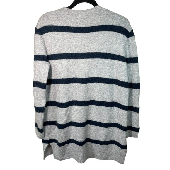 Madewell SMALL S Striped Kent Cardigan Merino Wool Stripe Sweater Gray Blue - Picture 4 of 11
